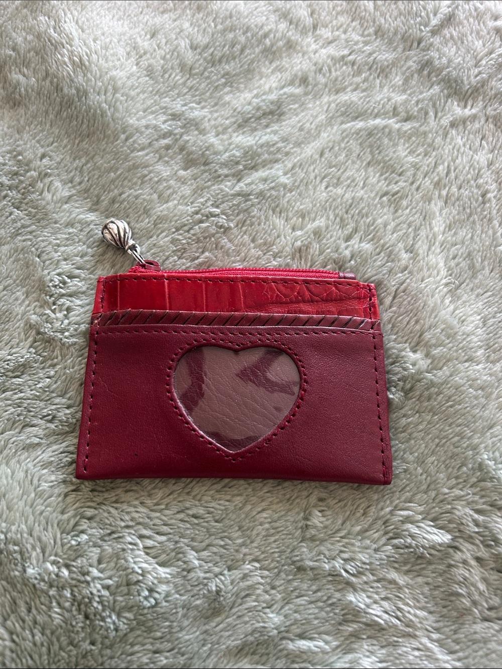 Brighton Red Heart Window Card Holder Wallet